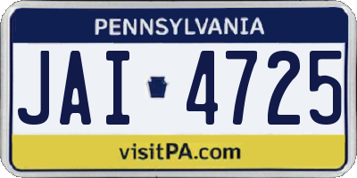 PA license plate JAI4725
