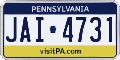 PA license plate JAI4731