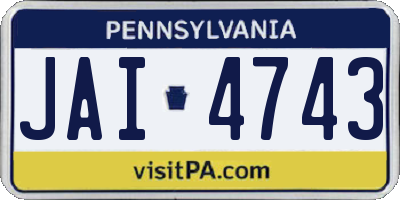 PA license plate JAI4743