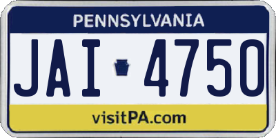 PA license plate JAI4750