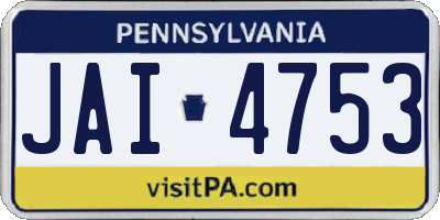 PA license plate JAI4753