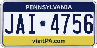 PA license plate JAI4756