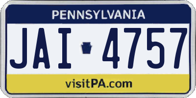 PA license plate JAI4757