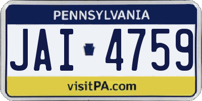PA license plate JAI4759