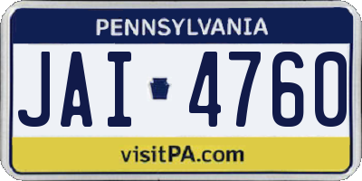 PA license plate JAI4760