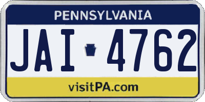 PA license plate JAI4762