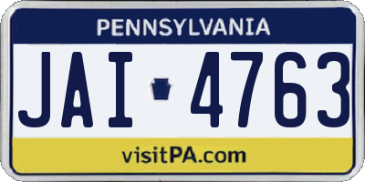 PA license plate JAI4763