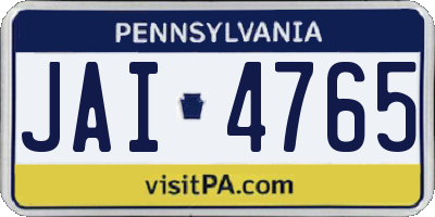 PA license plate JAI4765