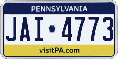 PA license plate JAI4773
