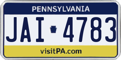 PA license plate JAI4783
