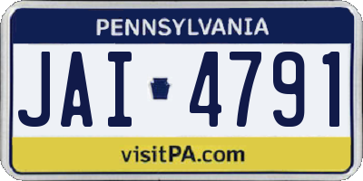 PA license plate JAI4791