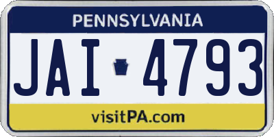 PA license plate JAI4793