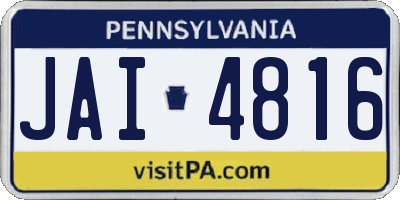 PA license plate JAI4816