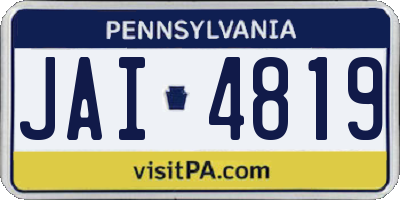 PA license plate JAI4819