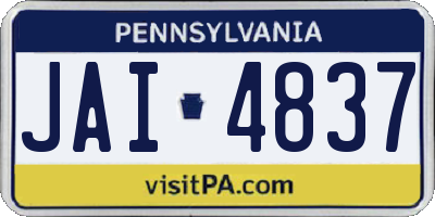 PA license plate JAI4837