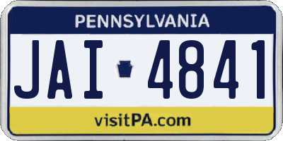 PA license plate JAI4841