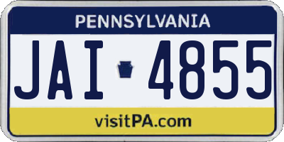 PA license plate JAI4855
