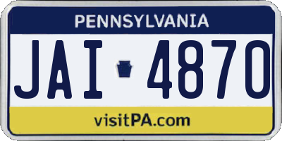 PA license plate JAI4870