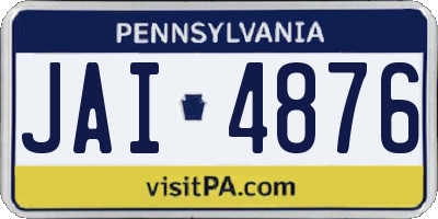 PA license plate JAI4876