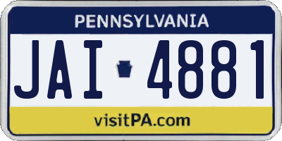 PA license plate JAI4881