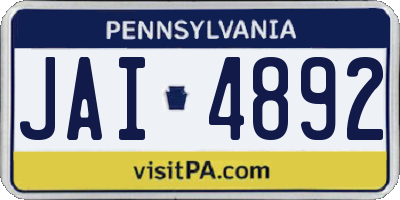 PA license plate JAI4892