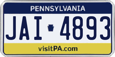 PA license plate JAI4893