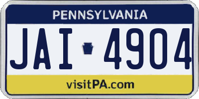 PA license plate JAI4904