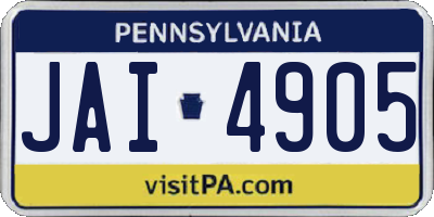 PA license plate JAI4905