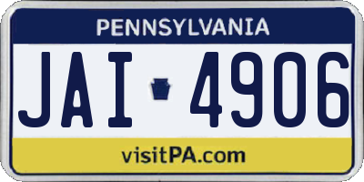 PA license plate JAI4906