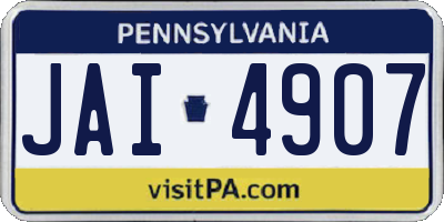 PA license plate JAI4907