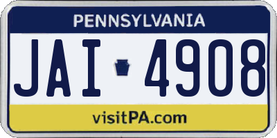 PA license plate JAI4908
