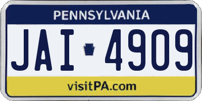 PA license plate JAI4909