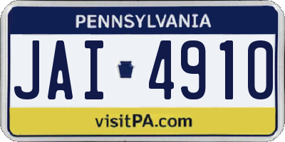 PA license plate JAI4910