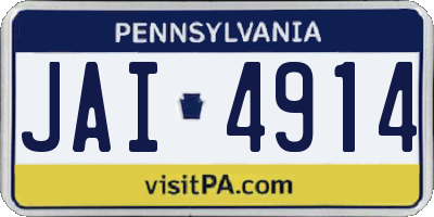 PA license plate JAI4914