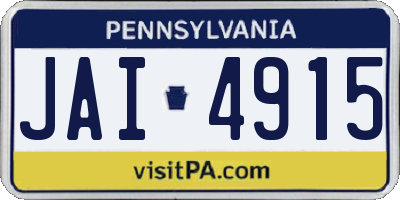 PA license plate JAI4915