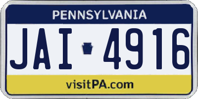 PA license plate JAI4916