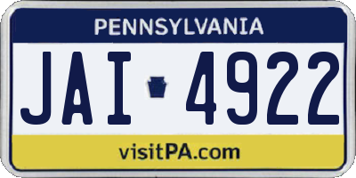 PA license plate JAI4922