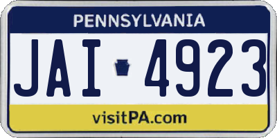 PA license plate JAI4923