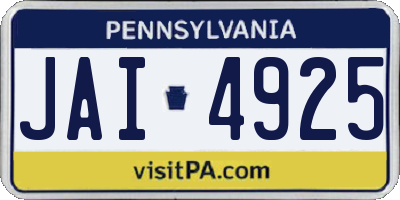 PA license plate JAI4925