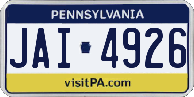 PA license plate JAI4926