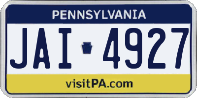 PA license plate JAI4927