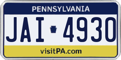 PA license plate JAI4930