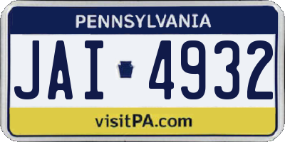 PA license plate JAI4932