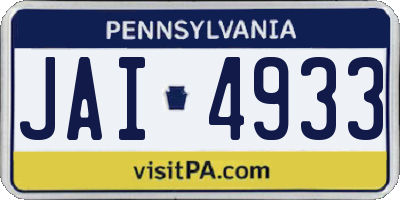 PA license plate JAI4933