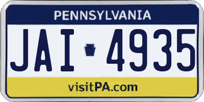 PA license plate JAI4935