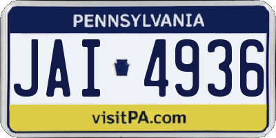 PA license plate JAI4936