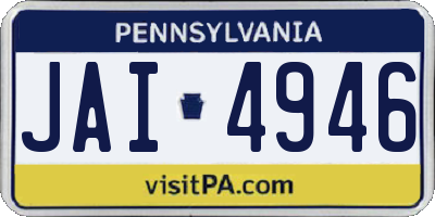 PA license plate JAI4946