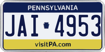 PA license plate JAI4953