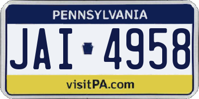 PA license plate JAI4958