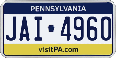 PA license plate JAI4960